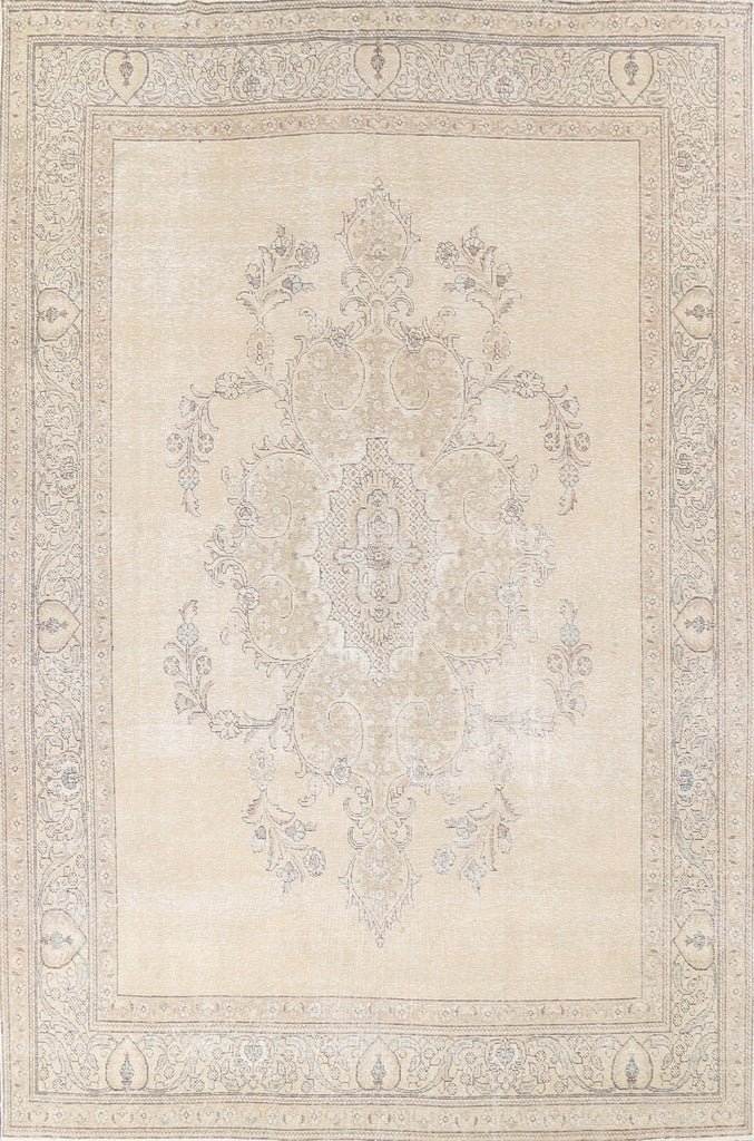 Distressed Wool Tabriz Persian Area Rug 10x12