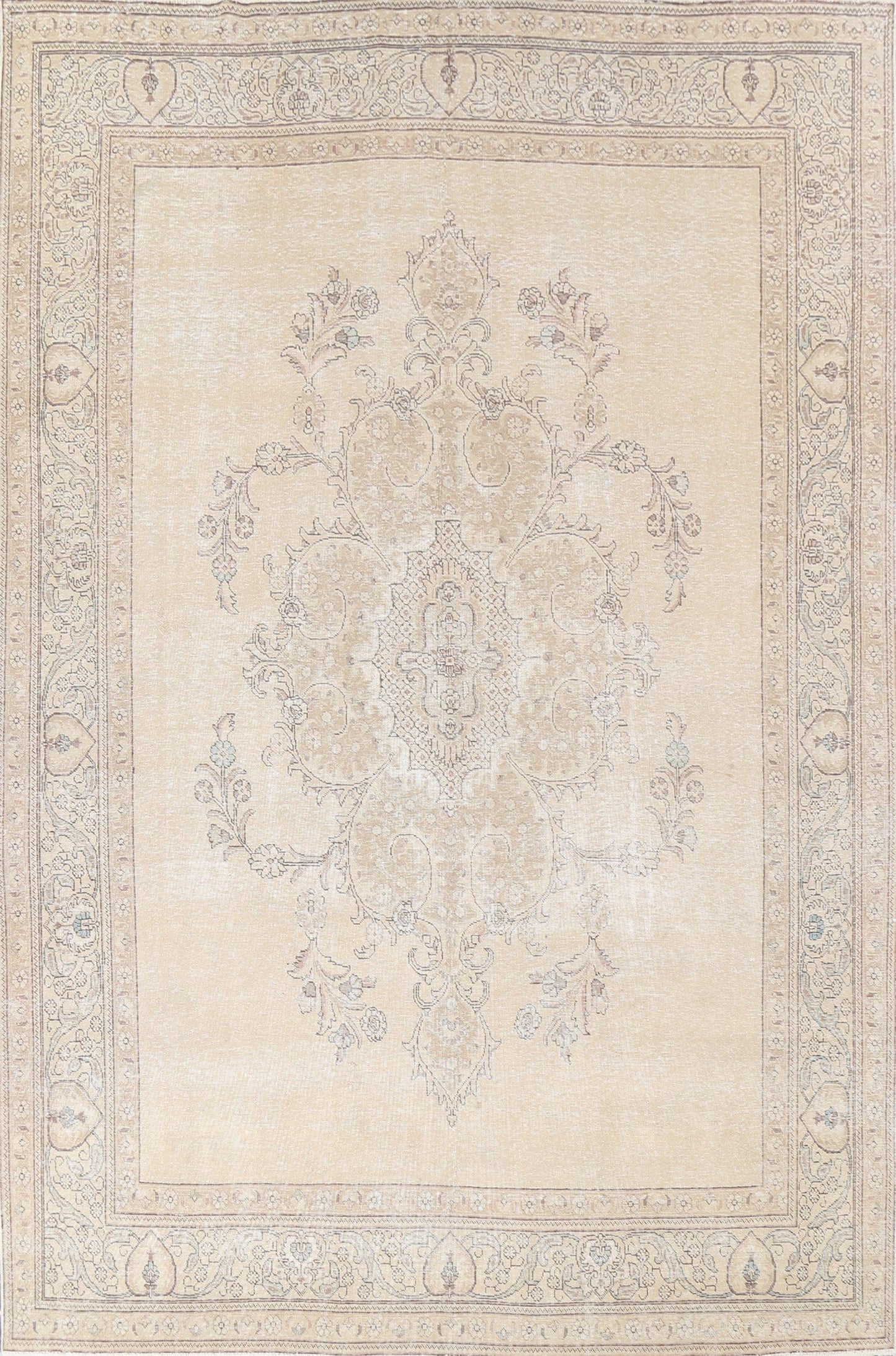 Distressed Wool Tabriz Persian Area Rug 10x12