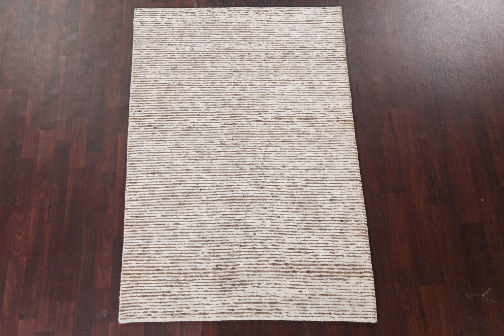 Modern Striped Abstract Handmade Area Rug 4x6