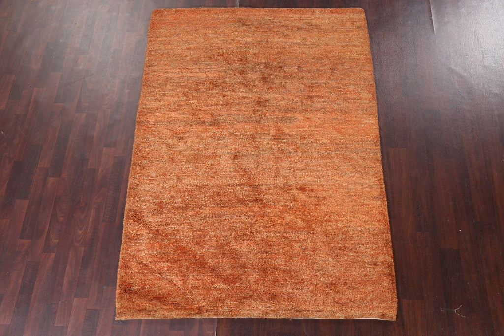 Orange Contemporary Oriental Area Rug 6x8