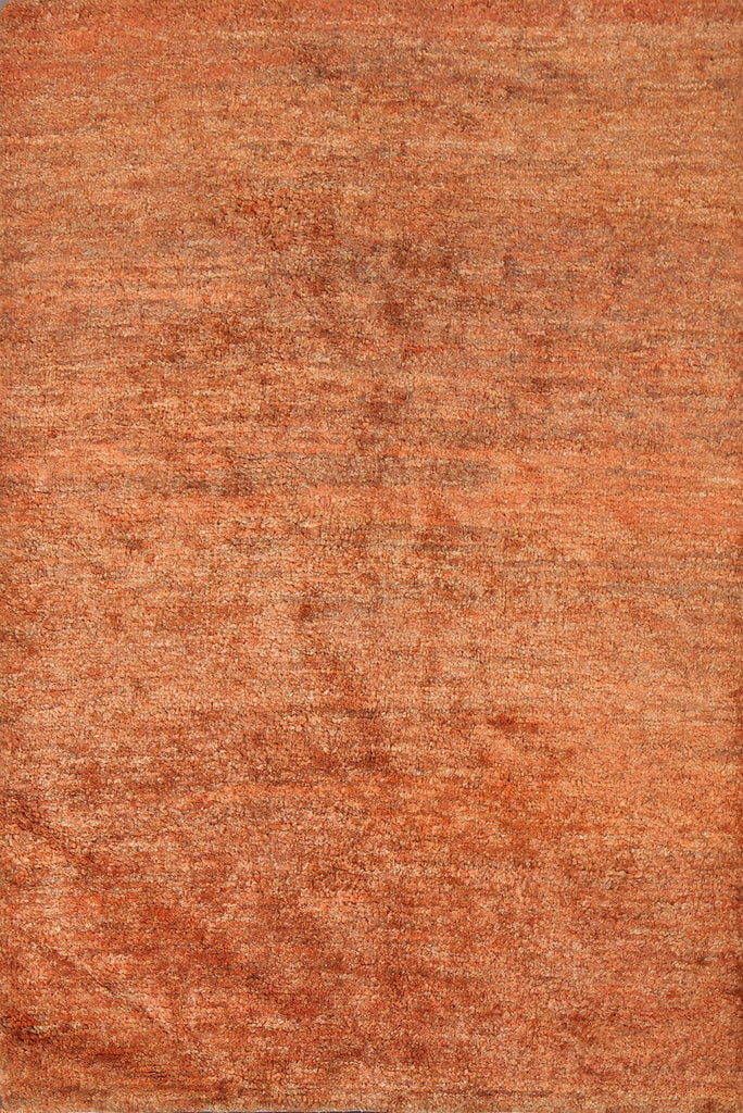 Orange Contemporary Oriental Area Rug 6x8