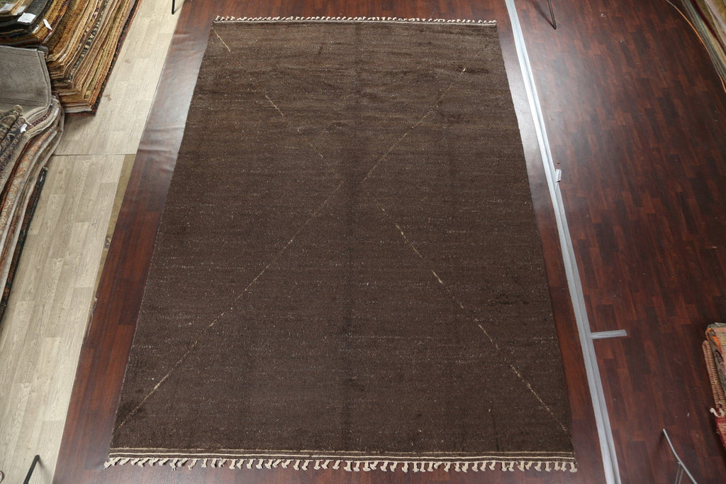 Brown Moroccan Wool Area Rug 10x14