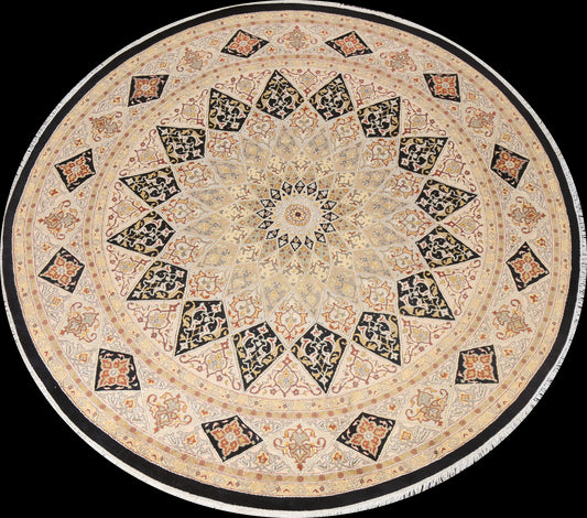 Vegetable Dye Round Tabriz Wool Area Rug 8x8