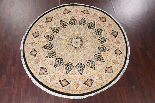 Vegetable Dye Round Tabriz Wool Area Rug 8x8