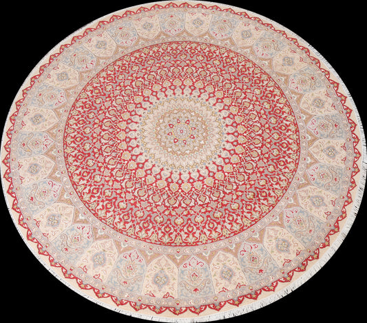 Vegetable Dye Tabriz Round Area Rug 8x8