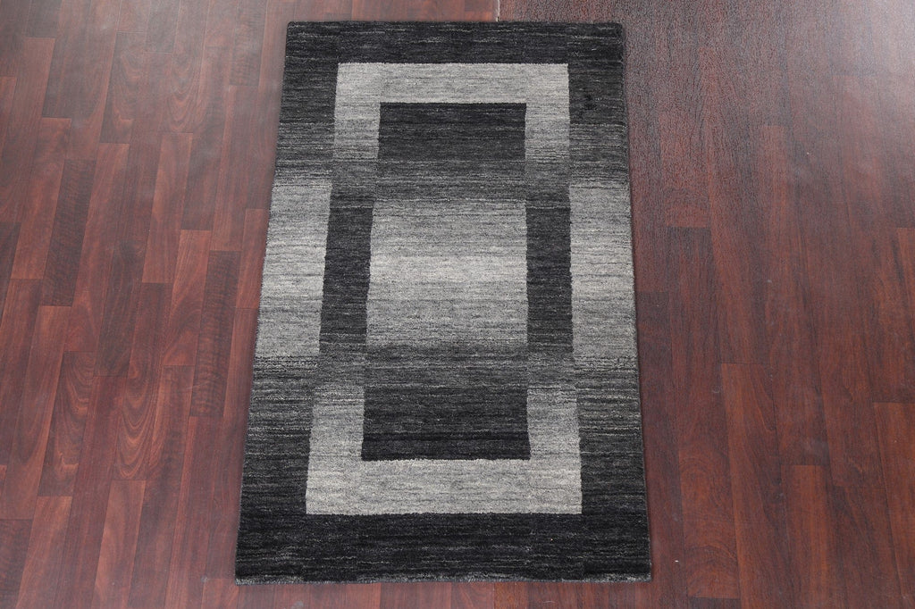 Black/ White Gabbeh Wool Handmade Rug 3x5