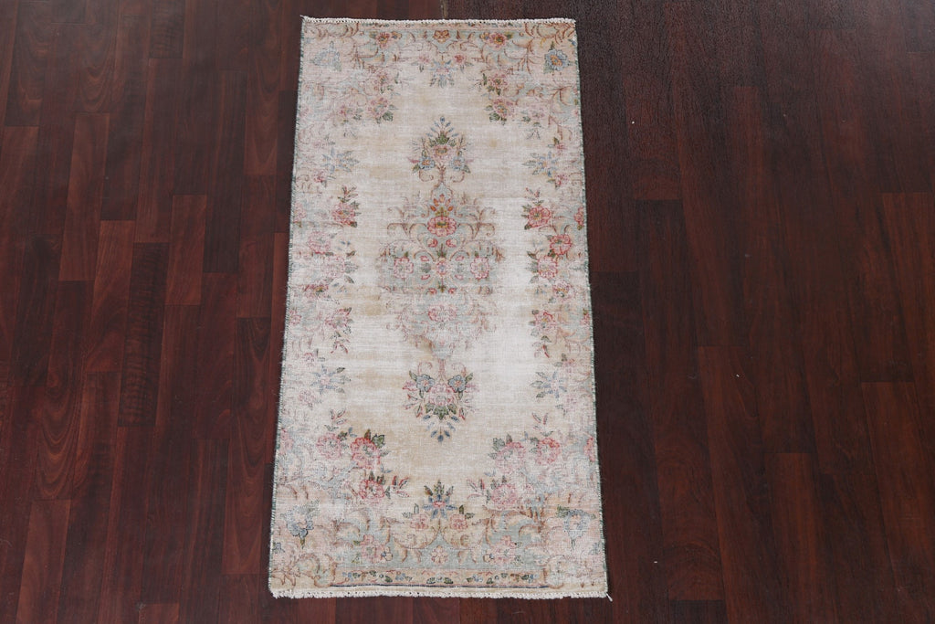 Vintage Floral Kerman Persian Runner Rug 2x5