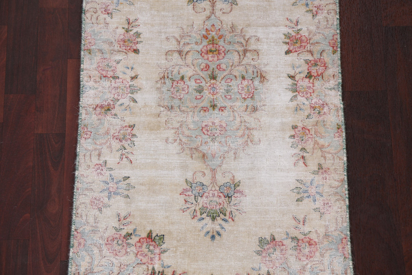 Vintage Floral Kerman Persian Runner Rug 2x5