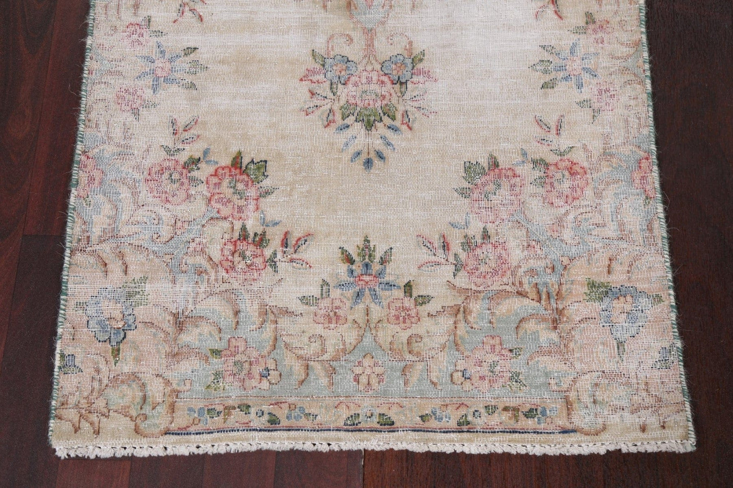 Vintage Floral Kerman Persian Runner Rug 2x5