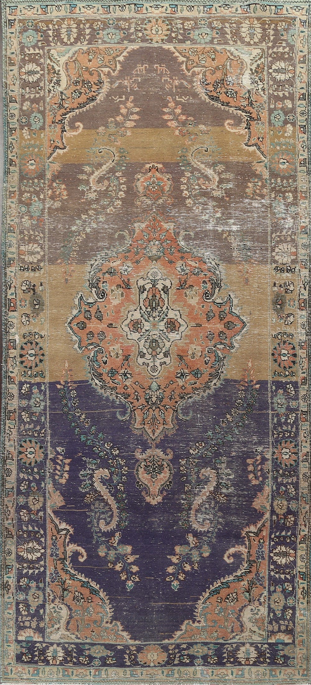 Vintage Floral Tabriz Persian Area Rug 5x12