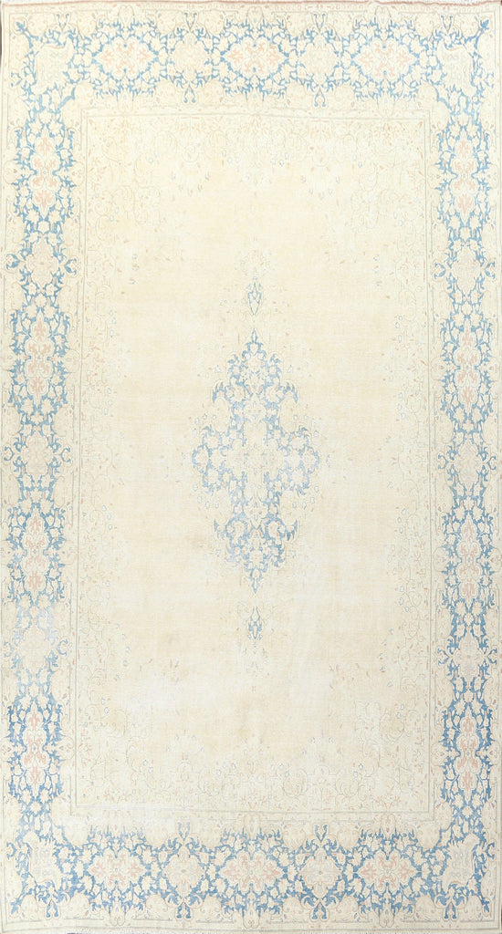 Muted Distressed Kerman Persian Area Rug 9x16