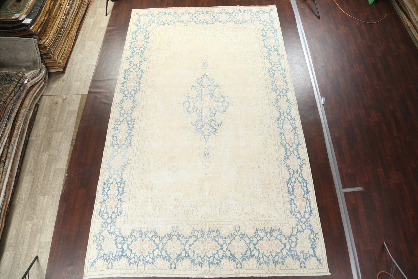 Muted Distressed Kerman Persian Area Rug 9x16