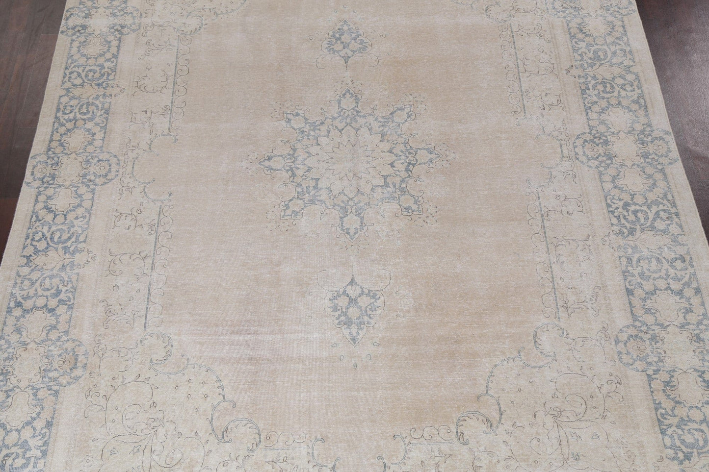 Muted Distressed Kashan Persian Area Rug 9x13