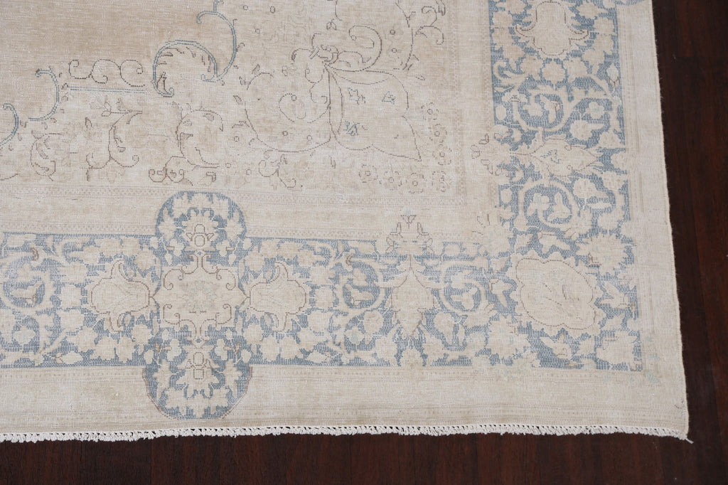 Muted Distressed Kashan Persian Area Rug 9x13