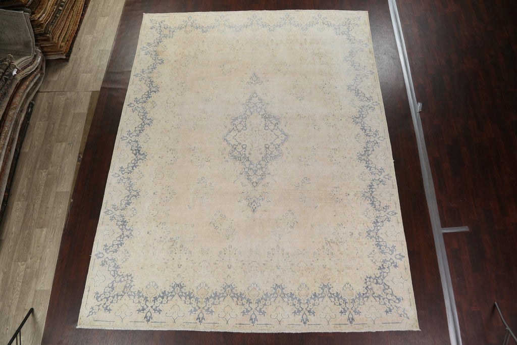 Muted Distressed Kerman Persian Area Rug 10x13