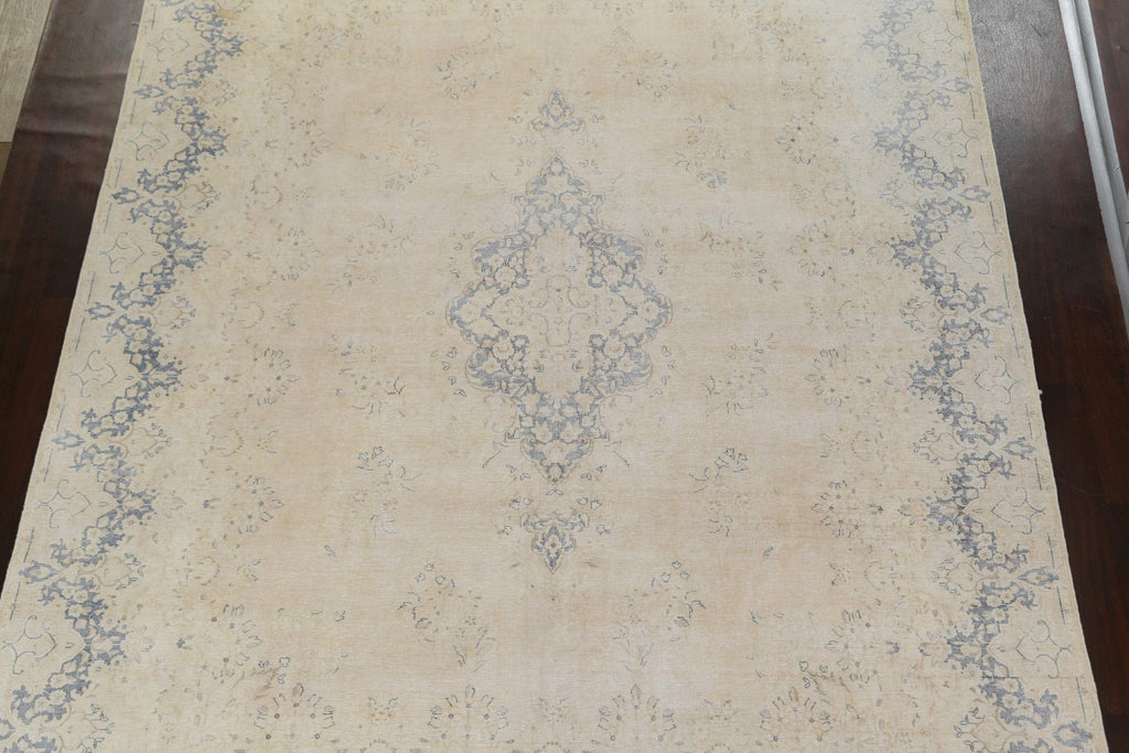 Muted Distressed Kerman Persian Area Rug 10x13