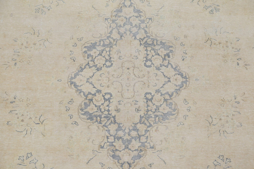 Muted Distressed Kerman Persian Area Rug 10x13