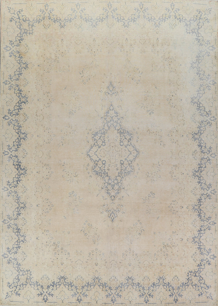 Muted Distressed Kerman Persian Area Rug 10x13