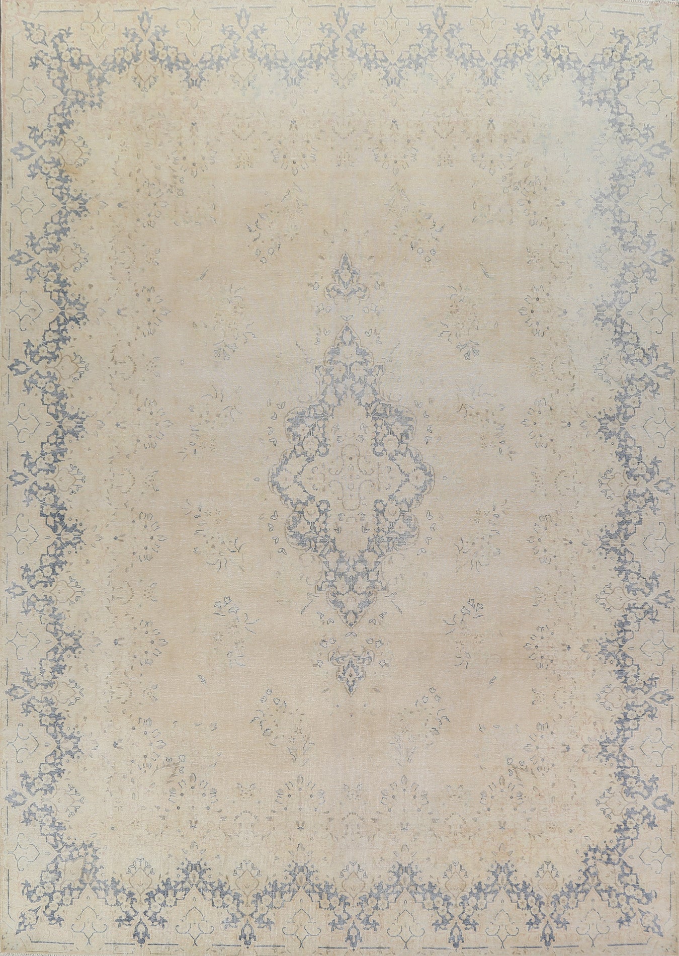 Muted Distressed Kerman Persian Area Rug 10x13