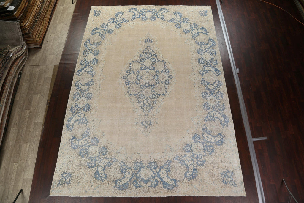 Muted Distressed Kerman Persian Area Rug 10x15