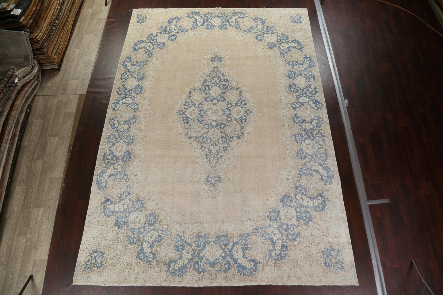 Muted Distressed Kerman Persian Area Rug 10x15