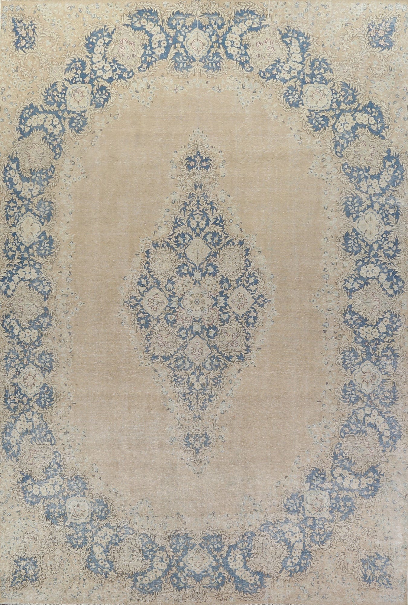 Muted Distressed Kerman Persian Area Rug 10x15