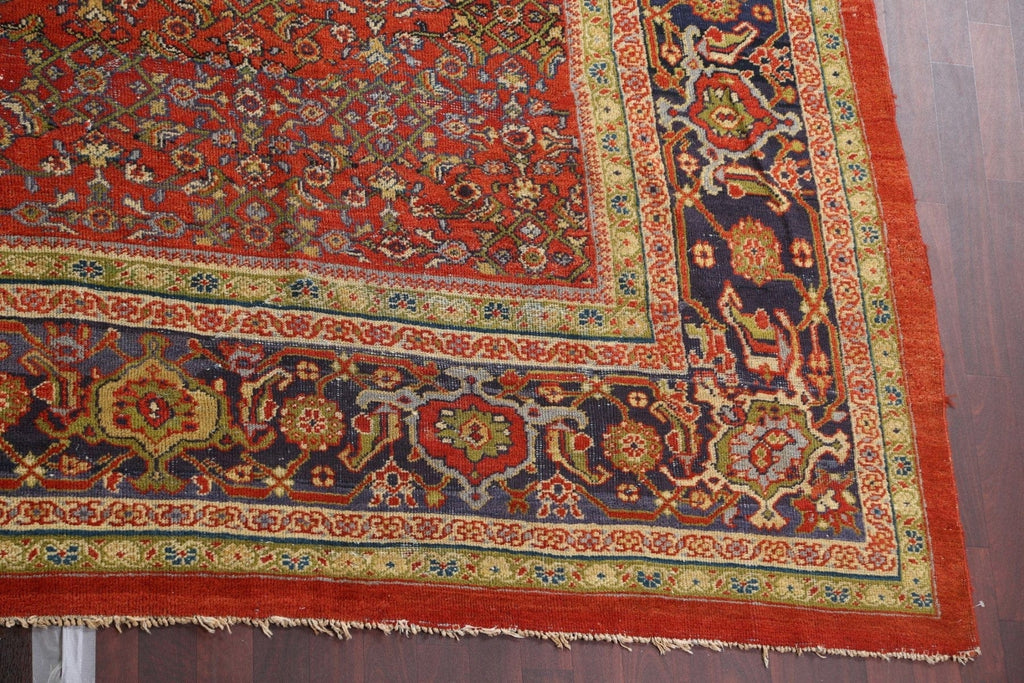 Pre-1900 Antique Vegetable Dye Sultanabad Persian Rug 15x22