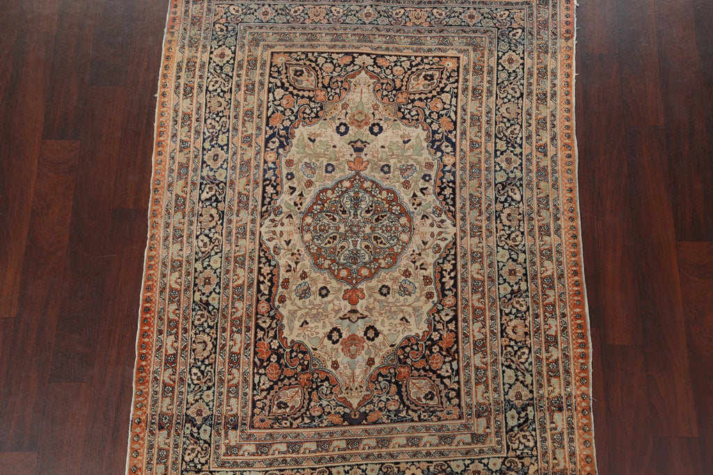 Pre-1900 Antique Tabriz Haj Jalili Vegetable Dye Persian Rug 4x6