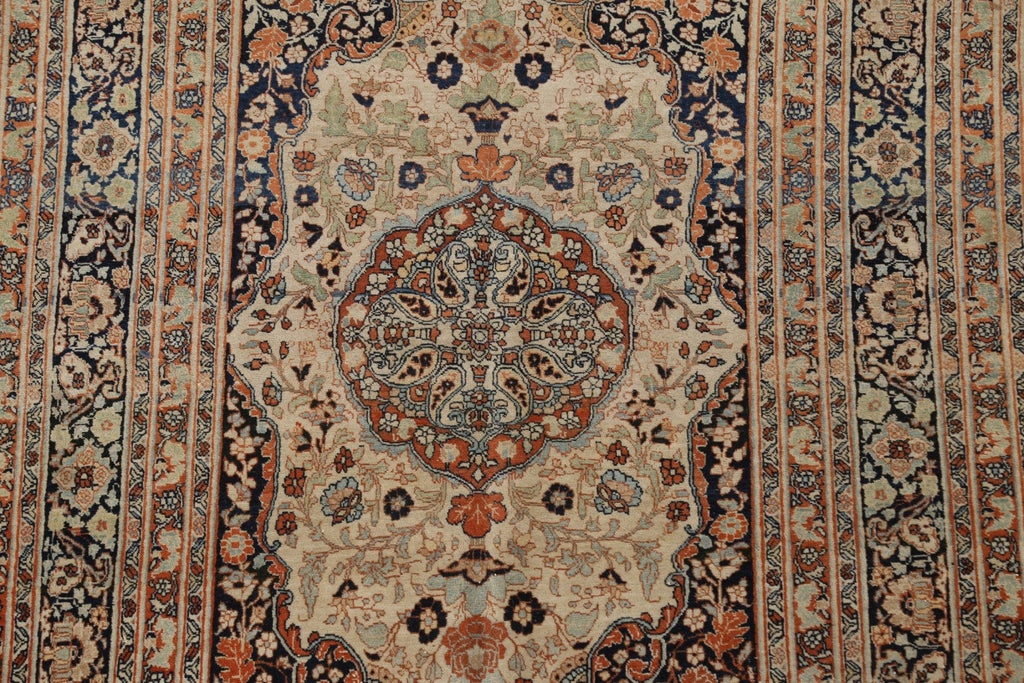 Pre-1900 Antique Tabriz Haj Jalili Vegetable Dye Persian Rug 4x6