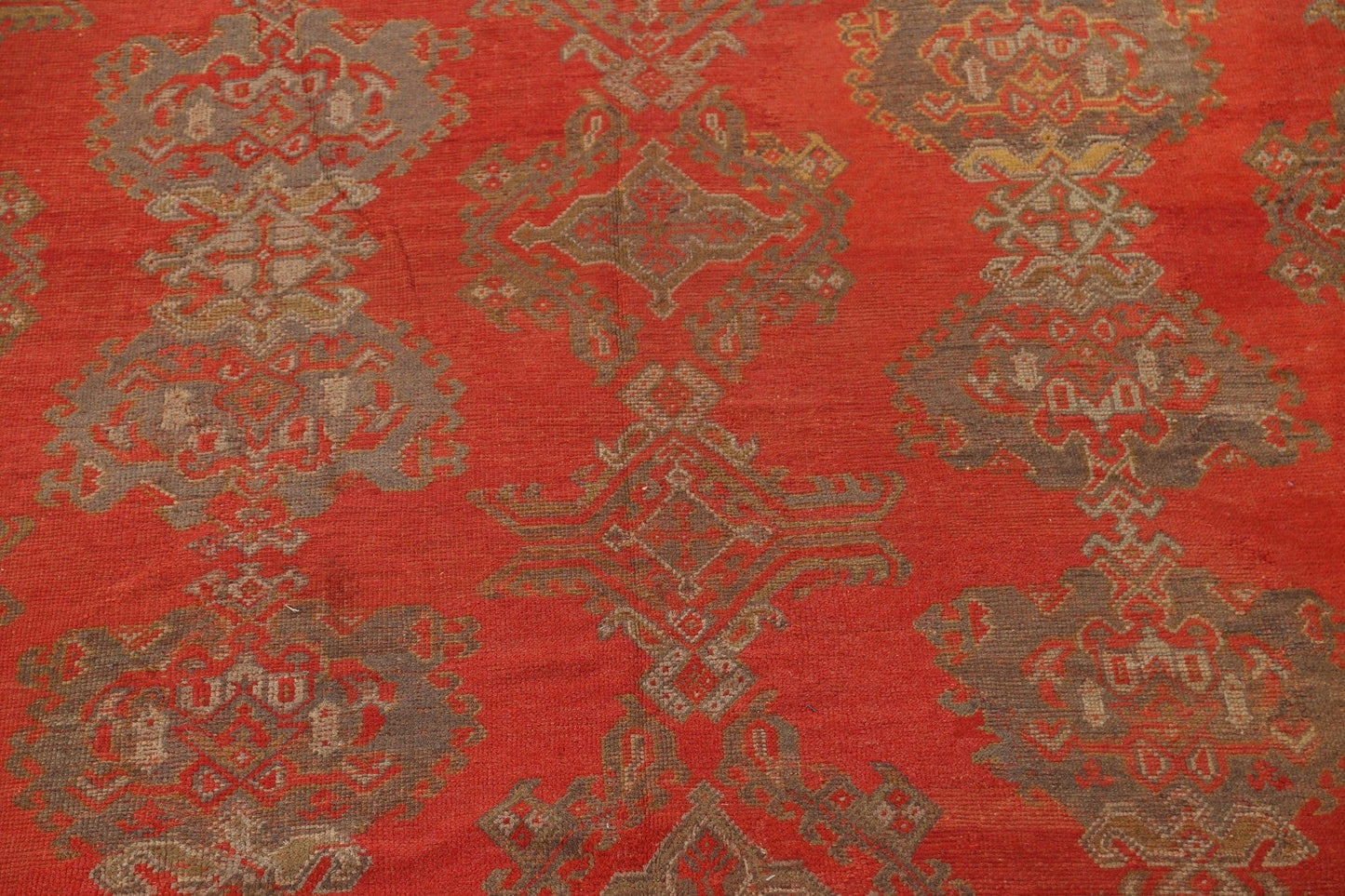 Pre-1900 Antique Vegetable Dye Oushak Turkish Area Rug 14x19