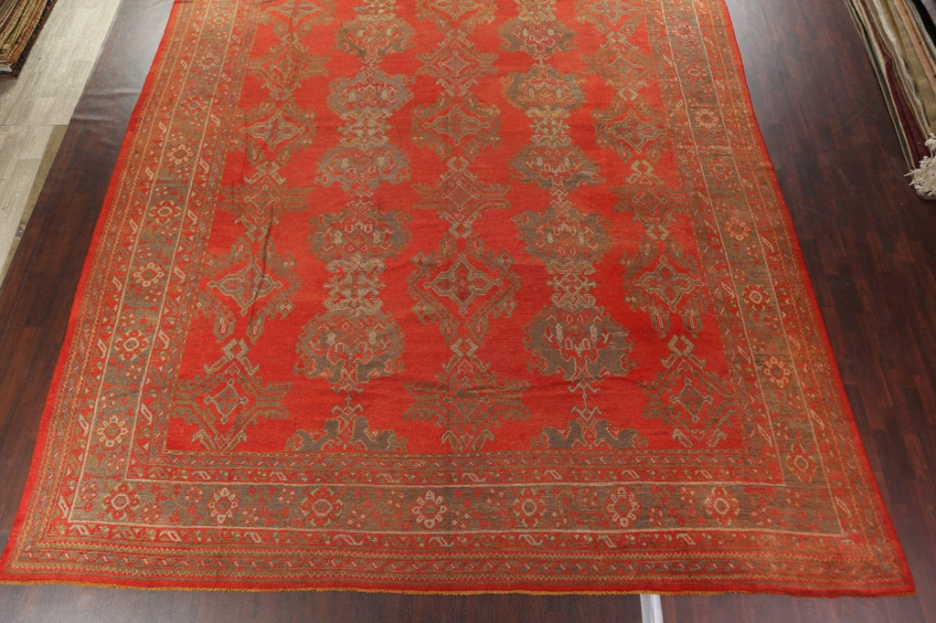 Pre-1900 Antique Vegetable Dye Oushak Turkish Area Rug 14x19