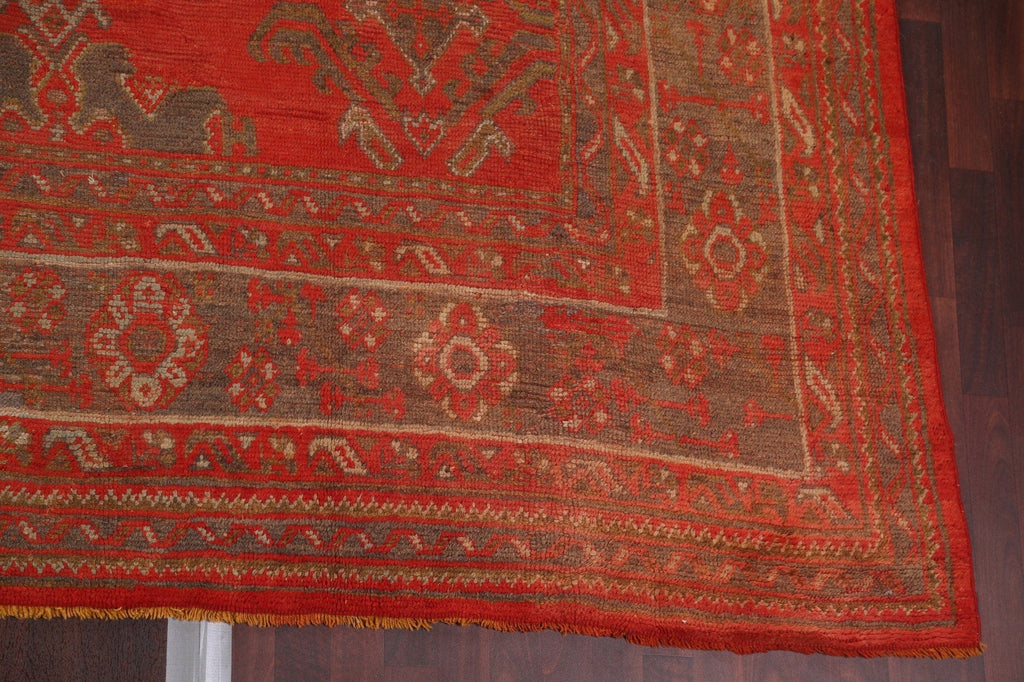 Pre-1900 Antique Vegetable Dye Oushak Turkish Area Rug 14x19