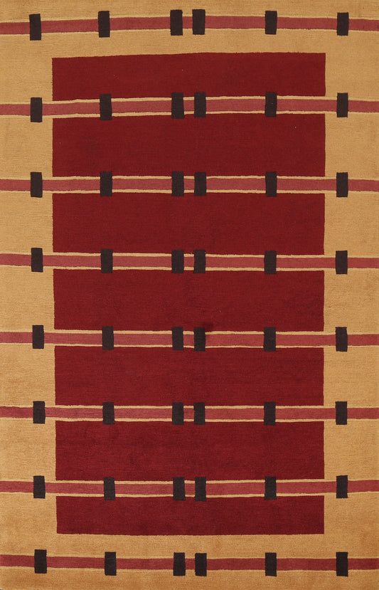 Red Nepalese Modern Area Rug 6x9