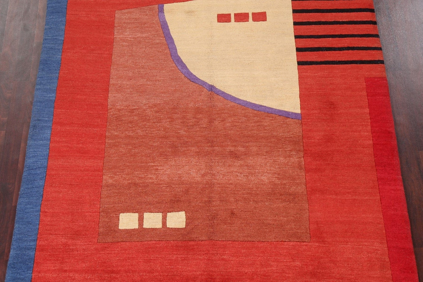 Red Handmade Nepalese Modern Area Rug 6x9