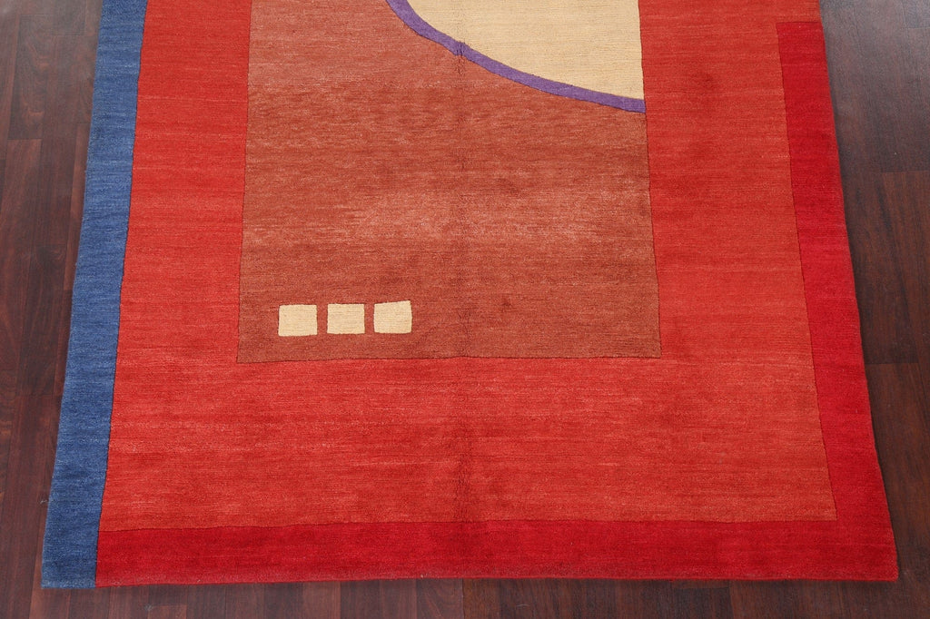 Red Handmade Nepalese Modern Area Rug 6x9