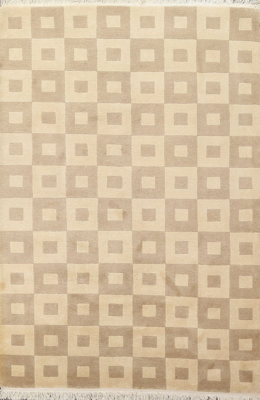 Checkered Nepalese Wool Area Rug 6x9