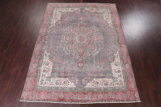 Vintage Distressed Tabriz Persian Area Rug 10x13