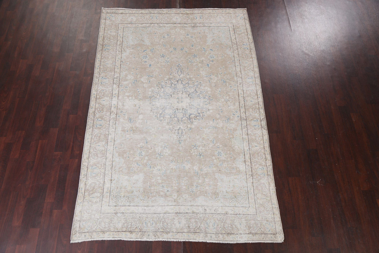 Muted Distressed Kerman Persian Area Rug 6x10