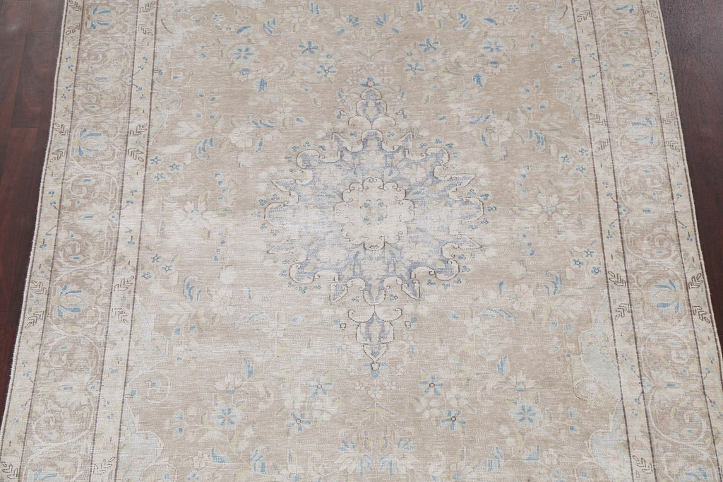 Muted Distressed Kerman Persian Area Rug 6x10