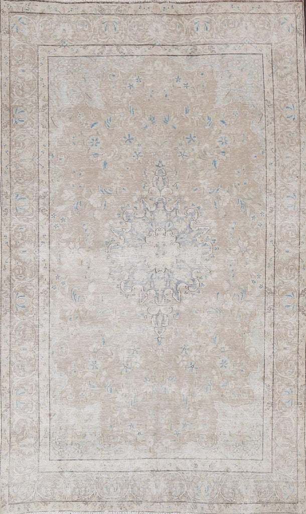 Muted Distressed Kerman Persian Area Rug 6x10