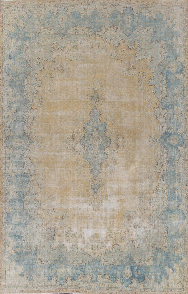 Wool Distressed Kerman Persian Area Rug 10x13