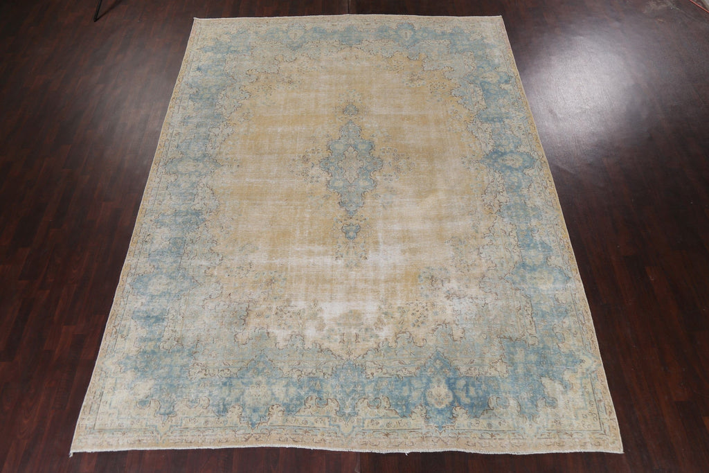 Wool Distressed Kerman Persian Area Rug 10x13