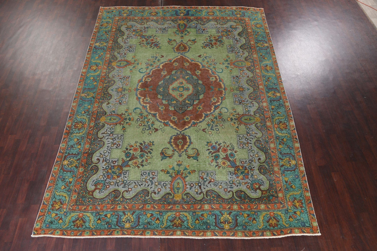 Distressed Over-Dye Tabriz Persian Area Rug 10x13