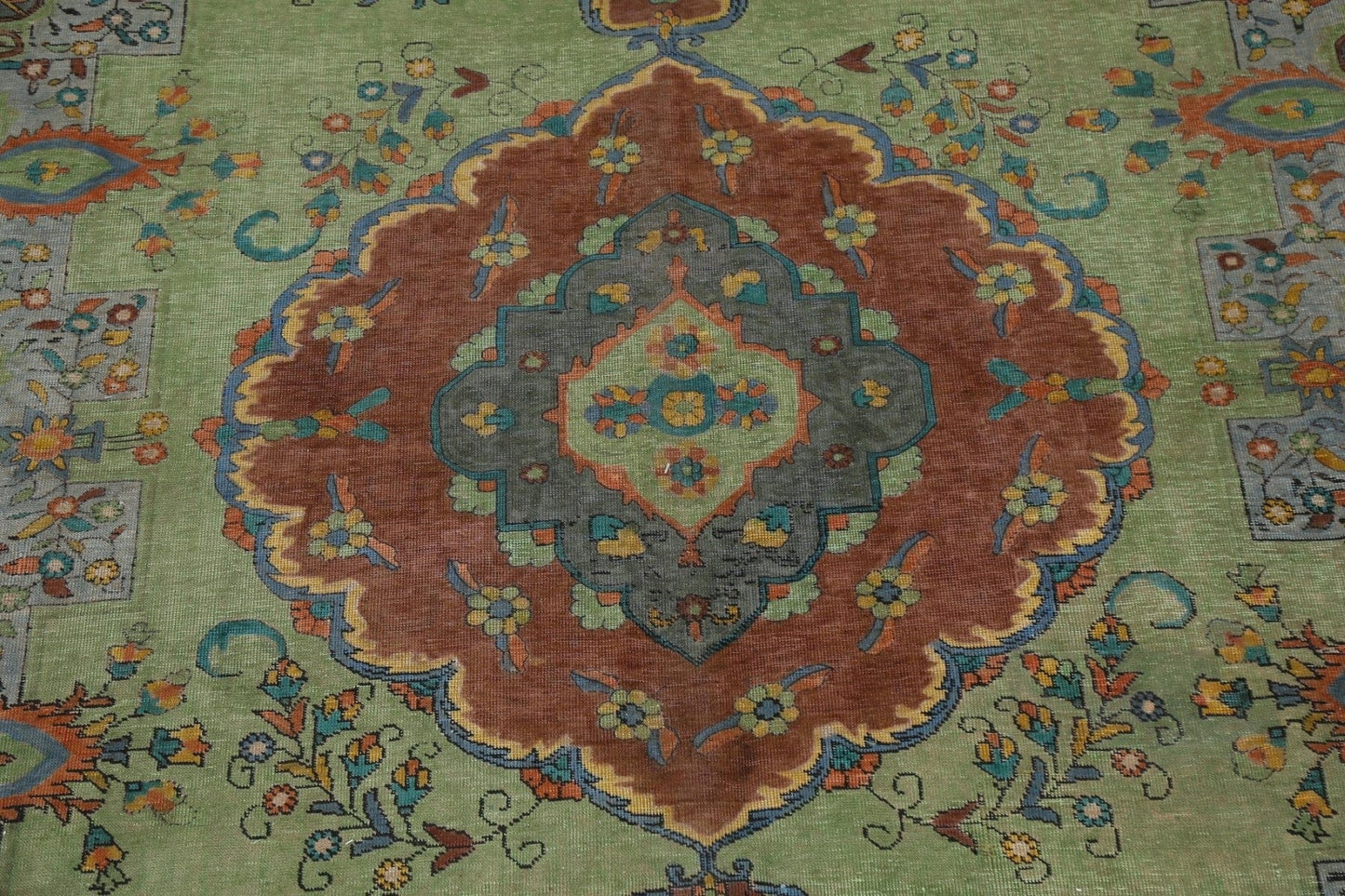 Distressed Over-Dye Tabriz Persian Area Rug 10x13