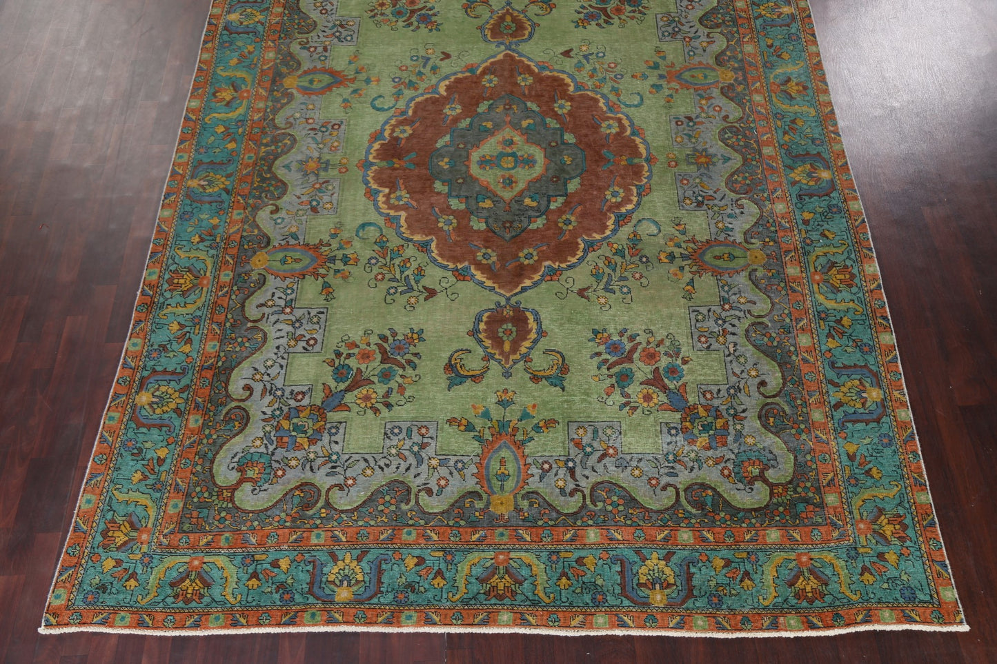 Distressed Over-Dye Tabriz Persian Area Rug 10x13