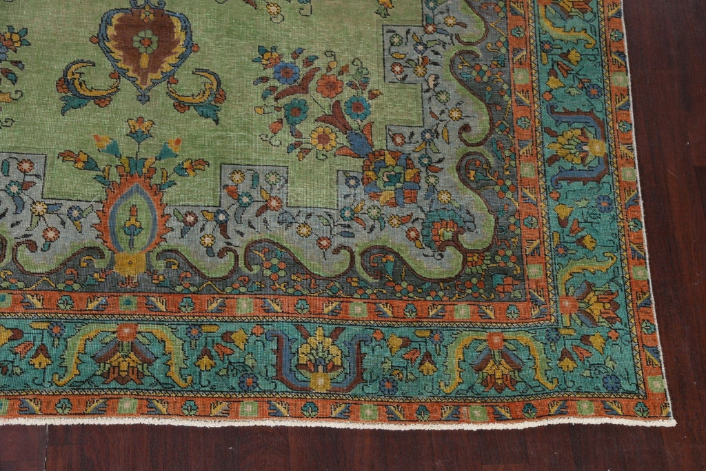 Distressed Over-Dye Tabriz Persian Area Rug 10x13