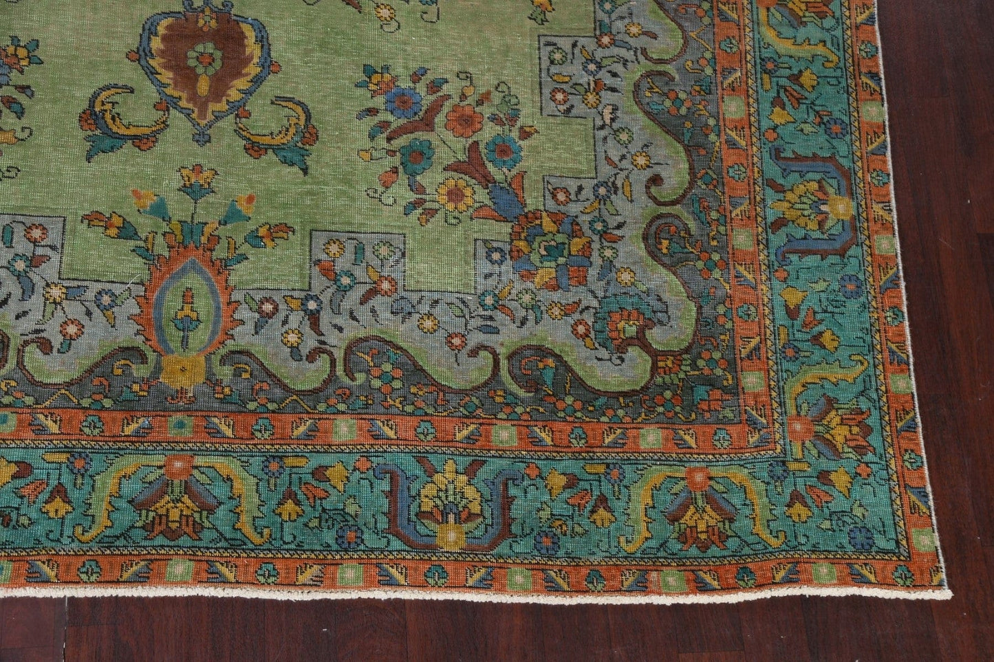 Distressed Over-Dye Tabriz Persian Area Rug 10x13