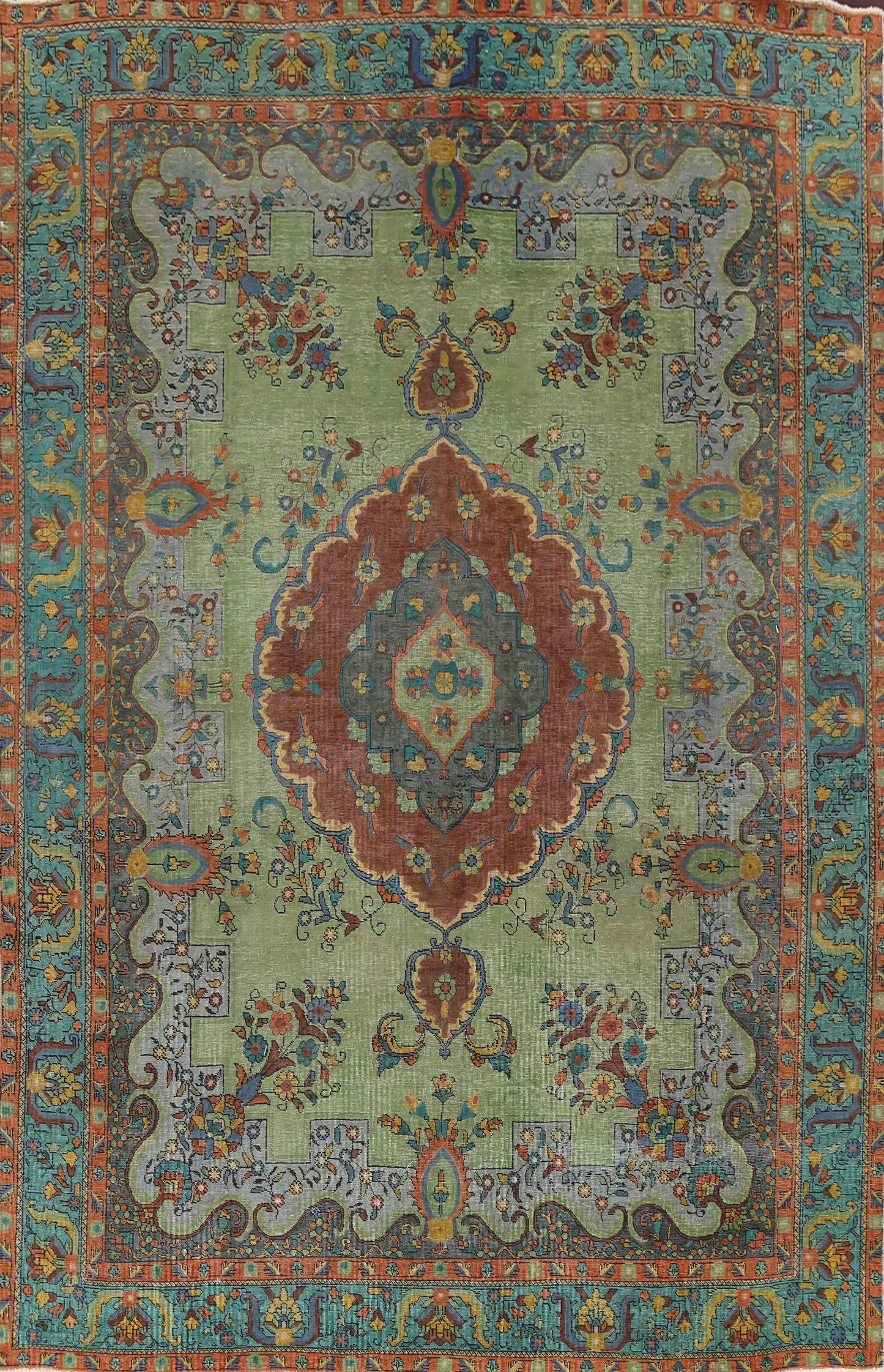 Distressed Over-Dye Tabriz Persian Area Rug 10x13