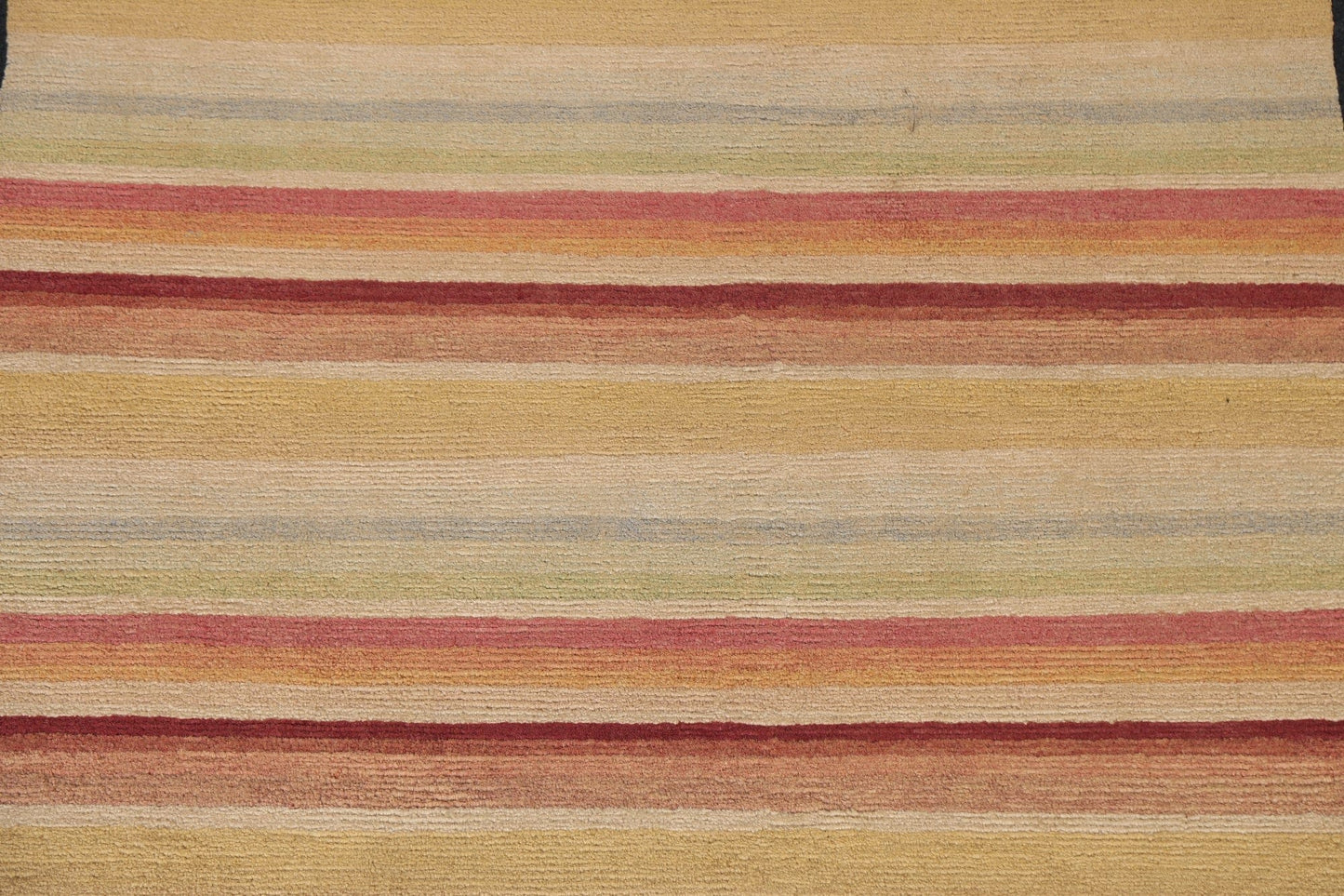 Vegetable Dye Striped Nepalese Modern Area Rug 4x6