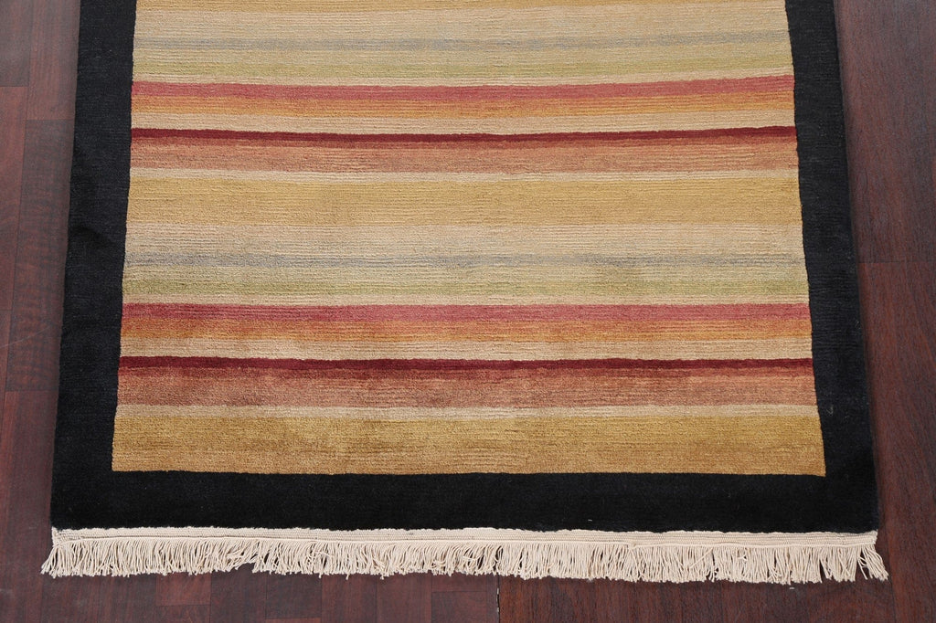 Vegetable Dye Striped Nepalese Modern Area Rug 4x6